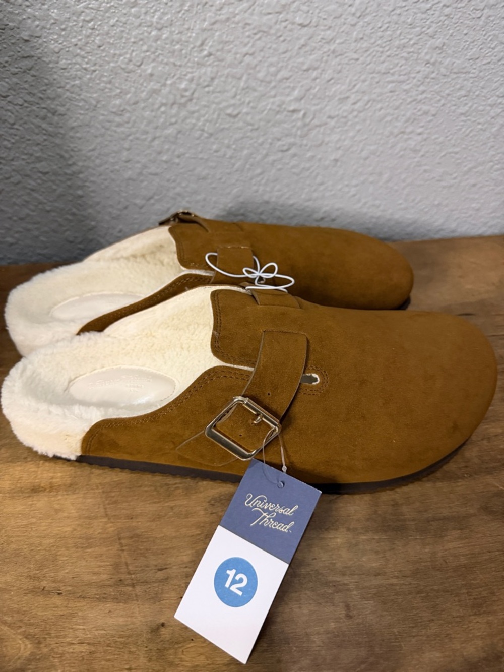 Universal Thread Chestnut Brown Suede like Mule Clogs with Cream Lining size 12 - Picture 3 of 8